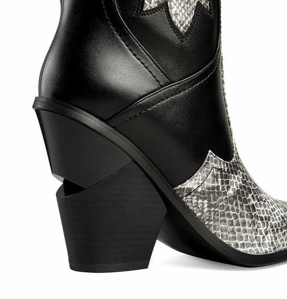 ANN CREEK Women’s Boma Western Knee-High Boots Black/White Snake 6.5