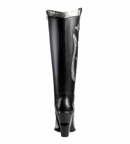 ANN CREEK Women’s Boma Western Knee-High Boots Black/White Snake 6.5