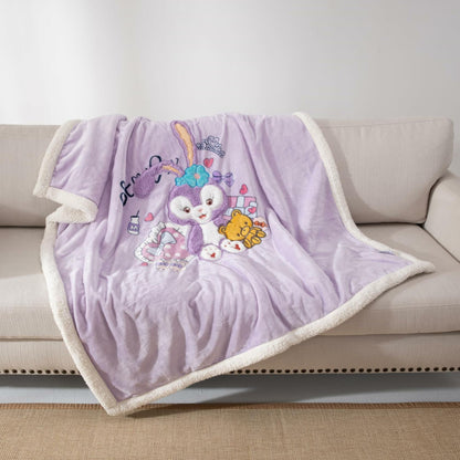 COSUSKET Kids Stella Lou 3D Embroidery Sherpa Rabbit Throw Blanket Beige 50x60in