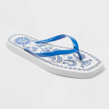 Shade & Shore Palmer Gingham Square Toe Flip Flops Cherry Red Size 11