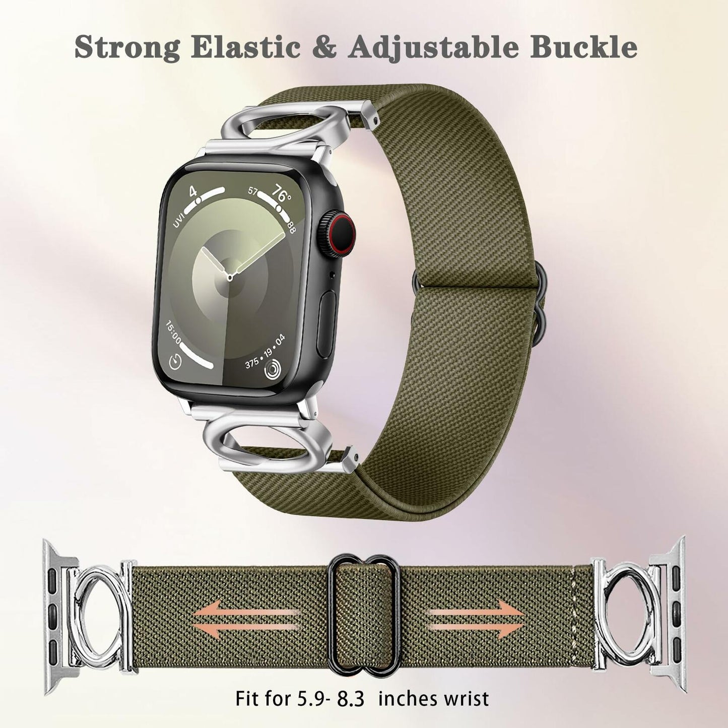 Double-C Nylon Band for Apple Watch 41/45mm Adjustable Strap Sage Green