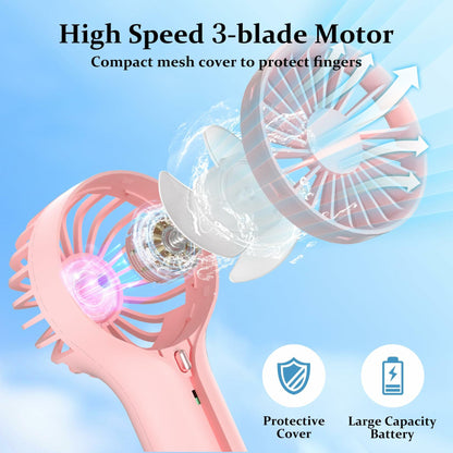 BDXXJ Pink Mini Handheld Fan USB Rechargeable with Base Portable