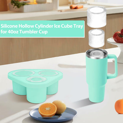 Azooken Silicone Ice Cube Tray with Lid & Bin for 30-40oz Tumbler Blue 3 Pcs