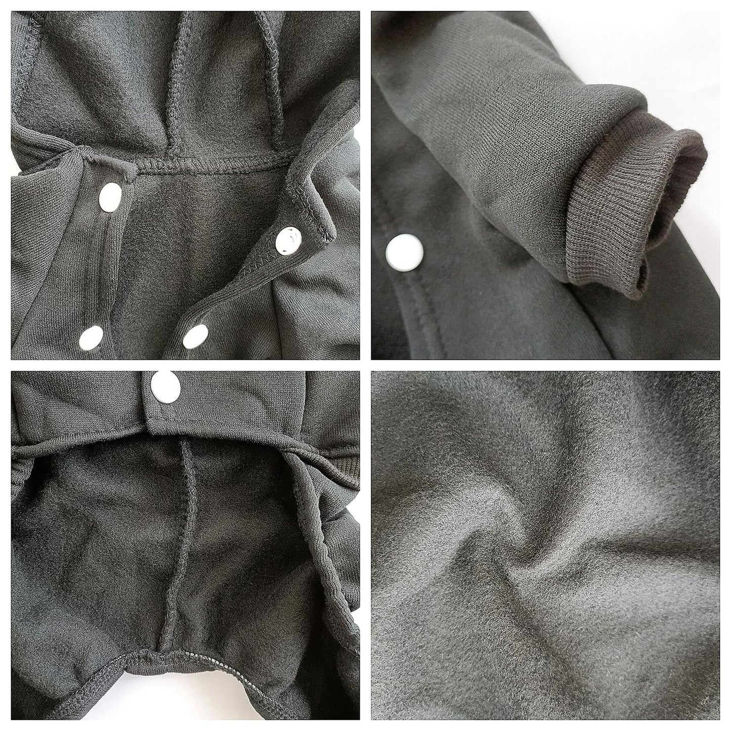 [Like New] LifeWheel Dog Hoodie Fleece Sweatshirt Buttons Winter Warm Cotton Black Size M