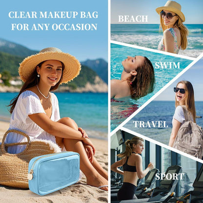 PRRQFJZS Clear Waterproof Makeup Bag Cosmetic Organizer Travel M White