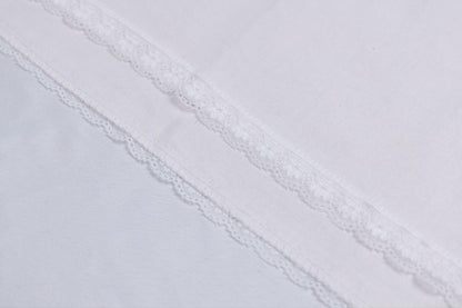 Cloth Dinner Napkins with Lace - Linen Rayon Cotton Blend -White
