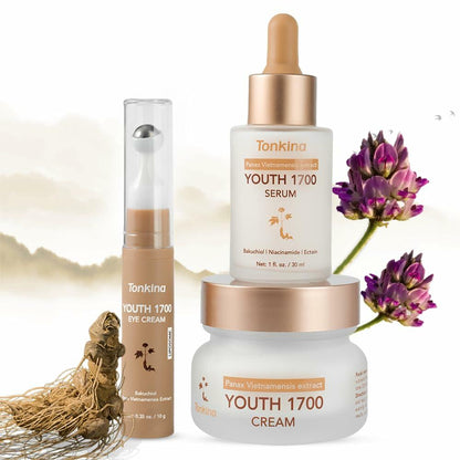 Tonkina Youth 1700 Trio Set Vietnamese Ginseng Serum Eye Cream Bakuchiol