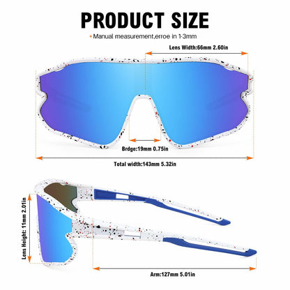 MARIDA Kids UV400 Baseball Sunglasses Sports Cycling White-Blue