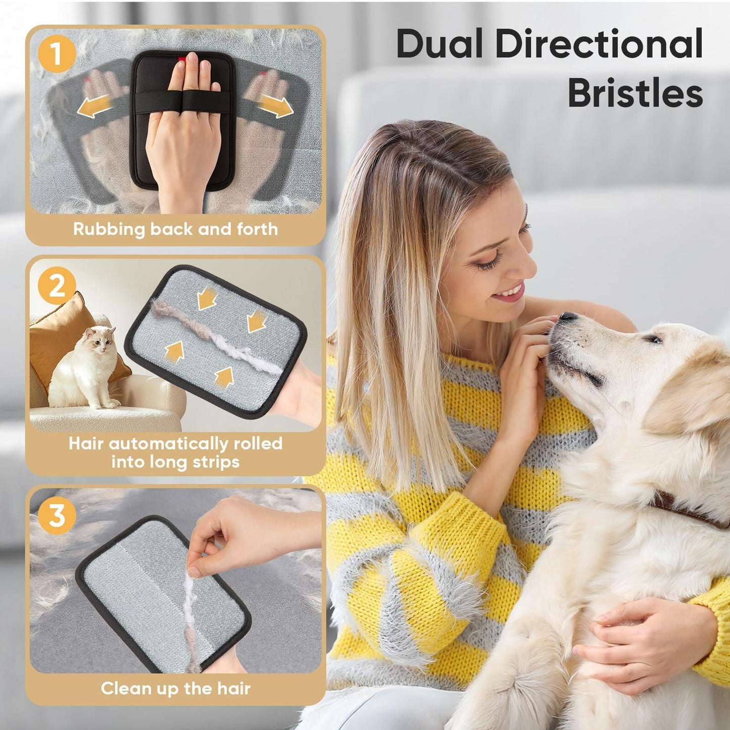 Wqapey Electrostatic Pet Hair Removal Gloves Reusable Cat Dog Fur 1 PCS