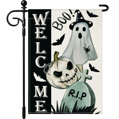 Artscope Halloween Ghost Garden Flag 12x18 Inch Double Sided Polyester