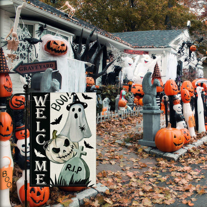 Artscope Halloween Ghost Garden Flag 12x18 Inch Double Sided Polyester