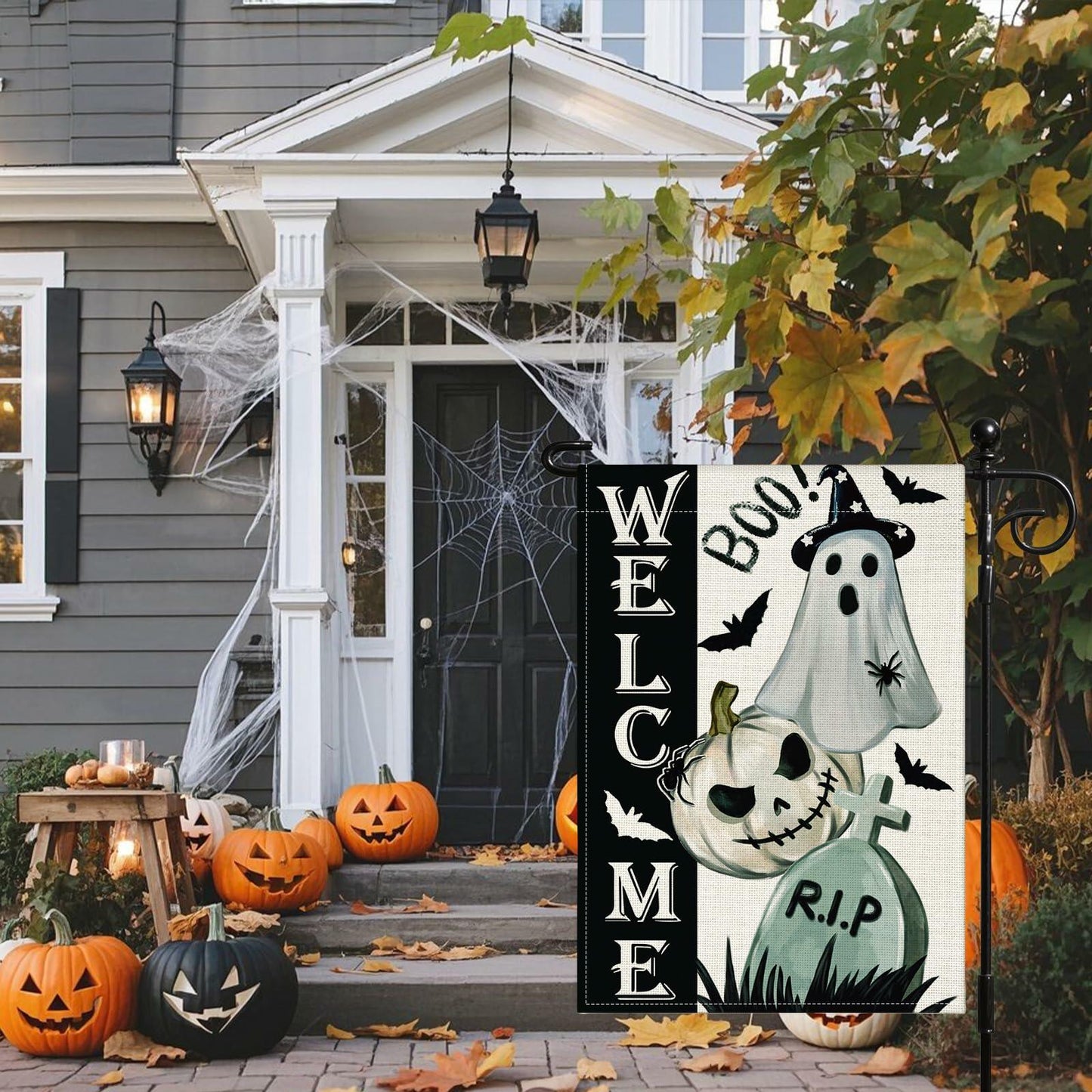 Artscope Halloween Ghost Garden Flag 12x18 Inch Double Sided Polyester