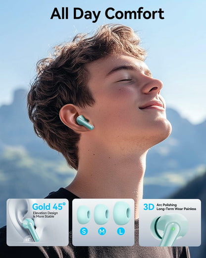 HUIFU Wireless Bluetooth Earbuds 40H Playtime IPX7 Waterproof Mint