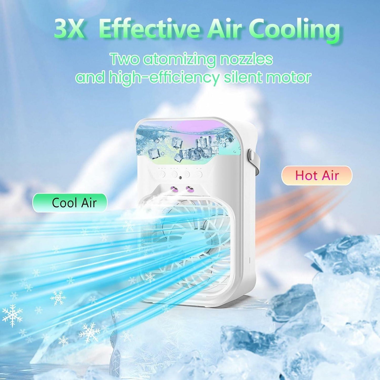 iFTY Portable AC Unit w/Remote 1.5L Tank 3 Speeds 7 Night Light White