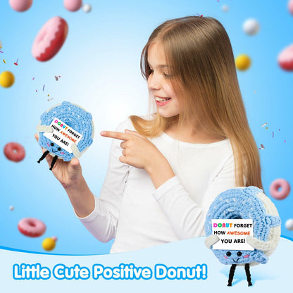 RQWZBCHX Handmade Crochet Donut Inspirational Gift Blue Cute Motivational