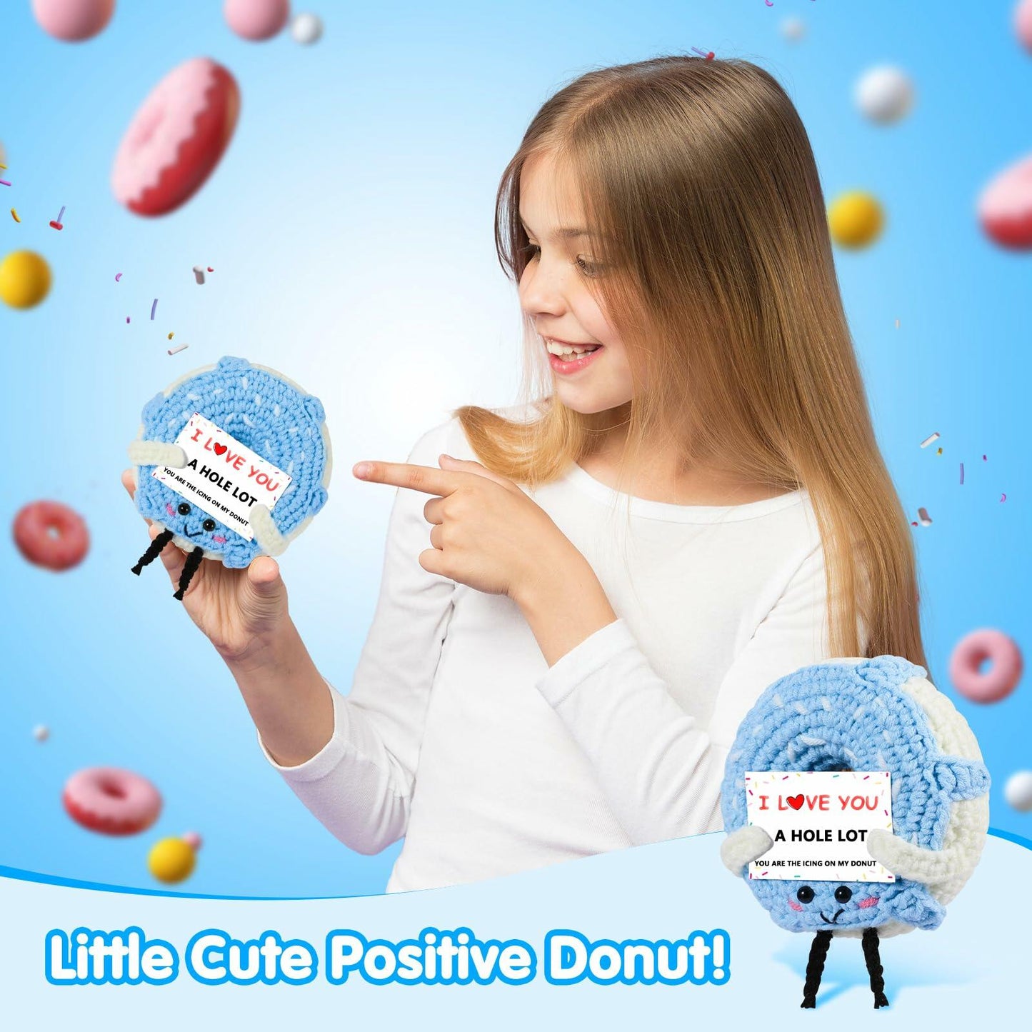 RQWZBCHX I Love You Donut Crochet Gift Long Distance Love Blue