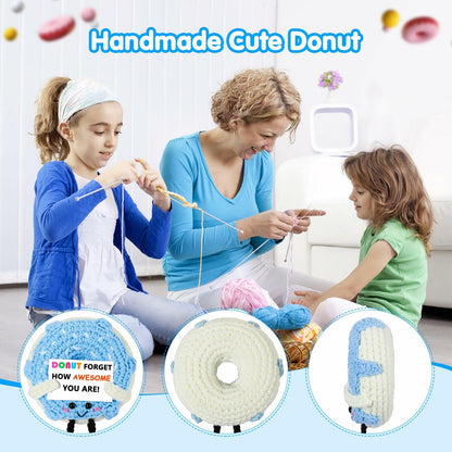 RQWZBCHX Handmade Crochet Donut Inspirational Gift Blue Cute Motivational
