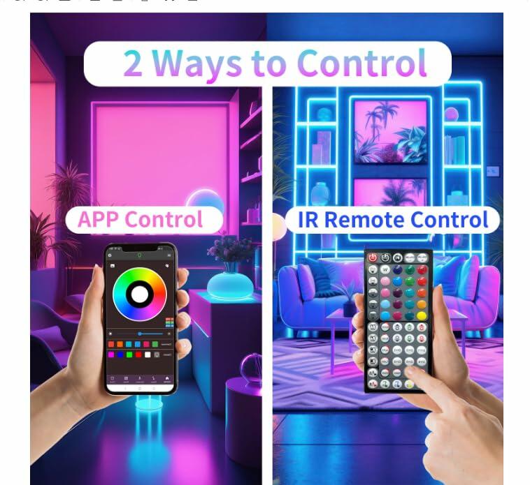 GANZQH RGB Strip Lights 15.3FT USB Powered Smart App Remote Control Multicolor
