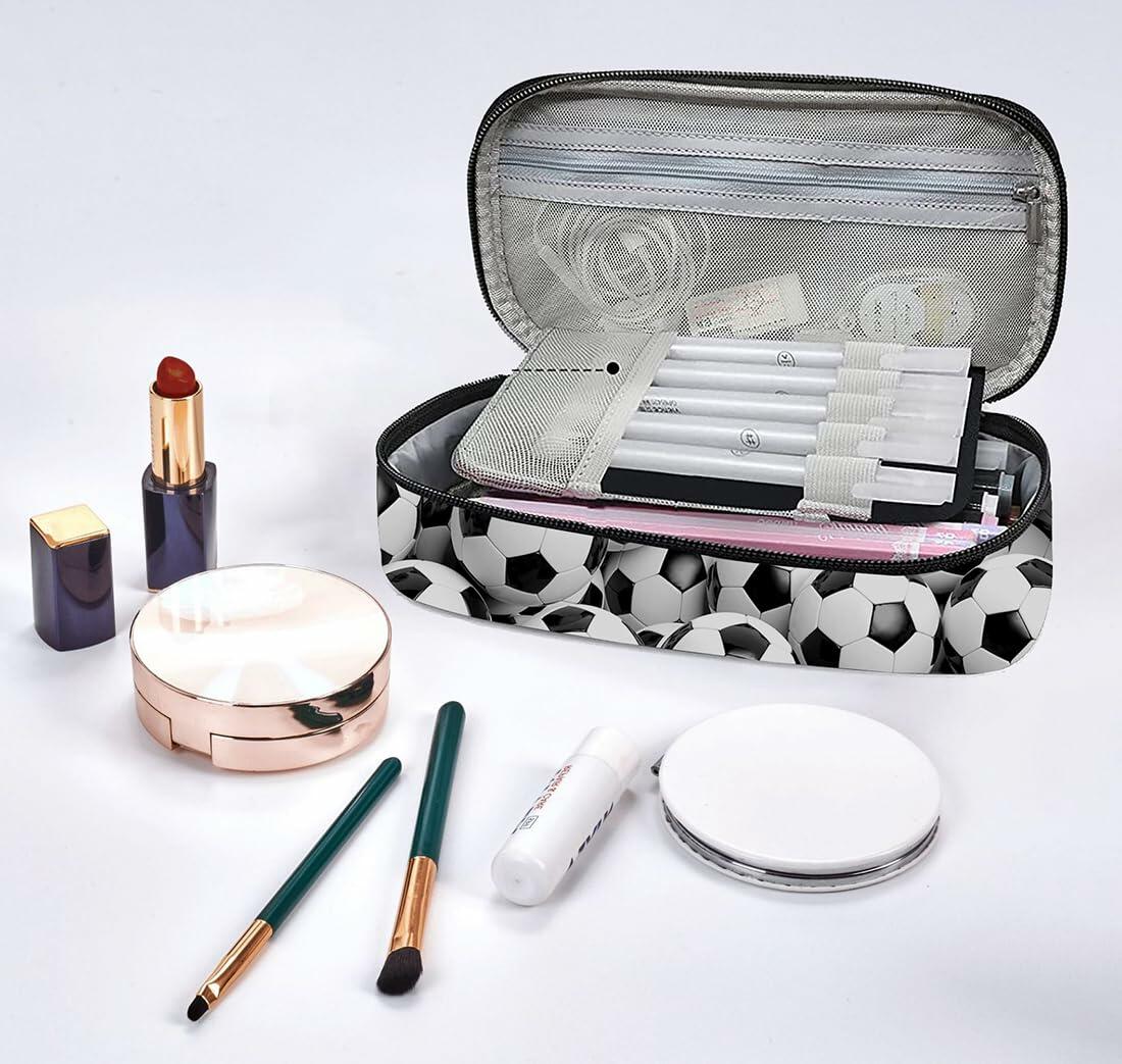Soccer Pen Holder Case Multifunction Storage Pouch with Zipper Large Capacity