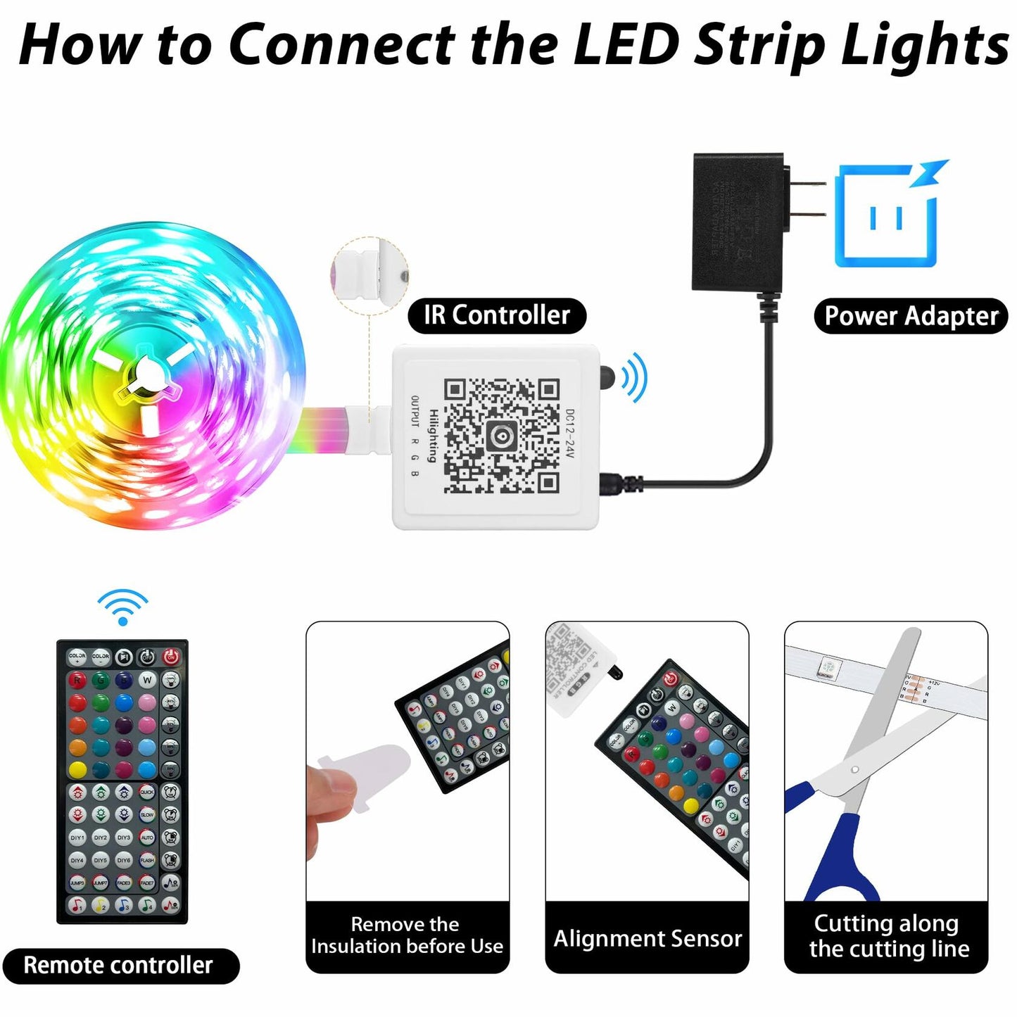 GANZQH RGB Strip Lights 15.20FT USB Powered Smart App Remote Control Multicolor
