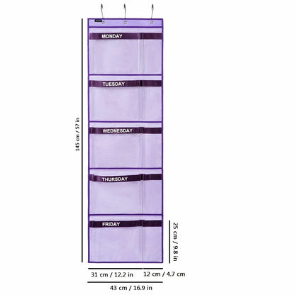 ANZORG Hanging Closet Organizer Kids Weekly Clothes Storage Purple