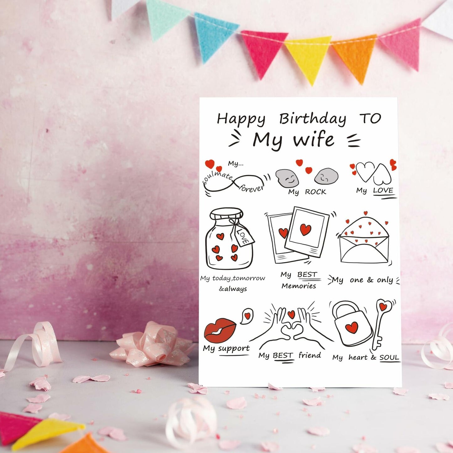 Detuca Birthday Card for Wife Fiancée Girlfriend Romantic Cute DTK-28
