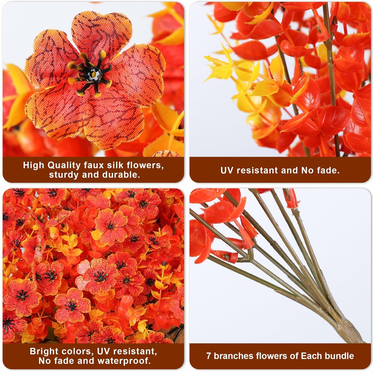 Ivydale Fall Flowers Artificial Mums 12 Bundles UV Resistant Fall-Orange