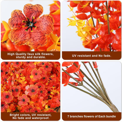 Ivydale Fall Flowers Artificial Mums 12 Bundles UV Resistant Fall-Orange