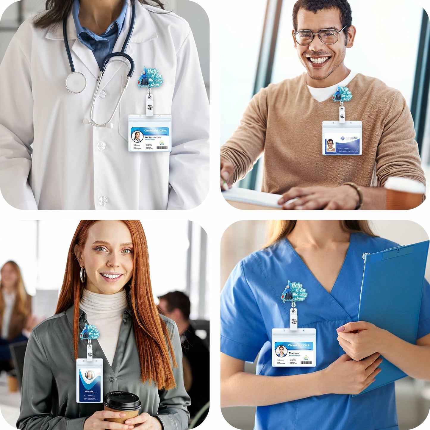 BEZTN Help is on The Way Dear Badge Reel Retractable ID Holder Nurse Gifts