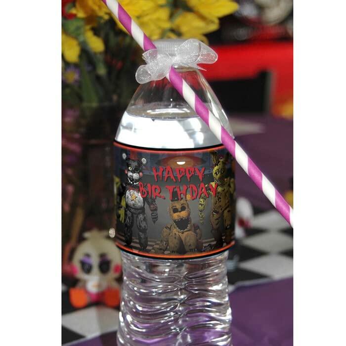 Valentina Buck Fnaf Water Bottle Labels Birthday Party Supplies Black 20 Count