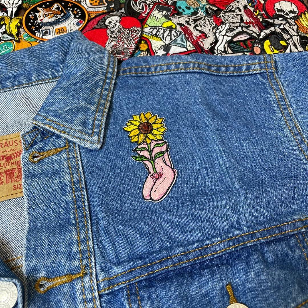 EMBRO BOF Sunflower Iron On Patch 3.5in Colorful Embroidered Flower