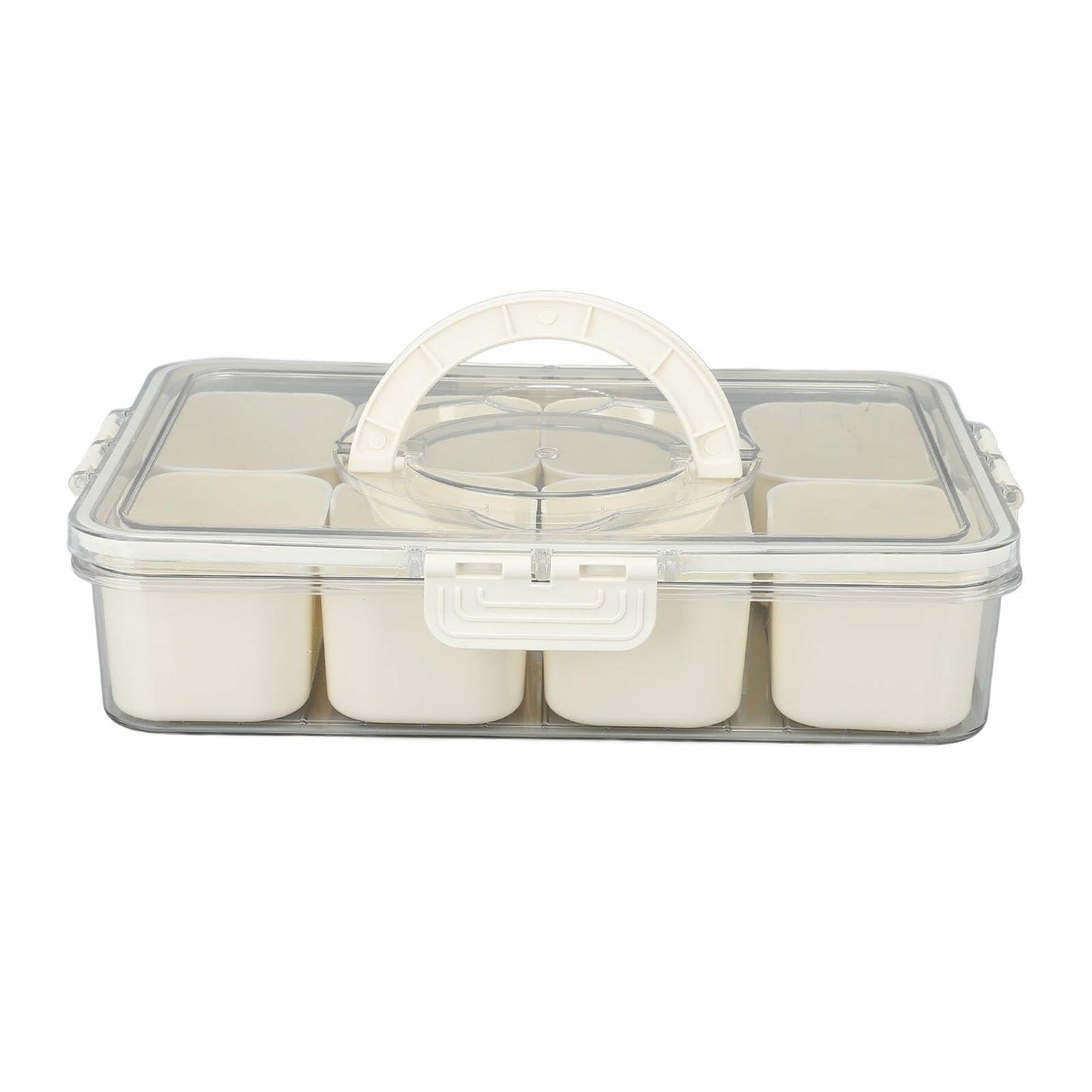SIXRUN Condiment Serving Tray 8 Compartments Plastic Small White