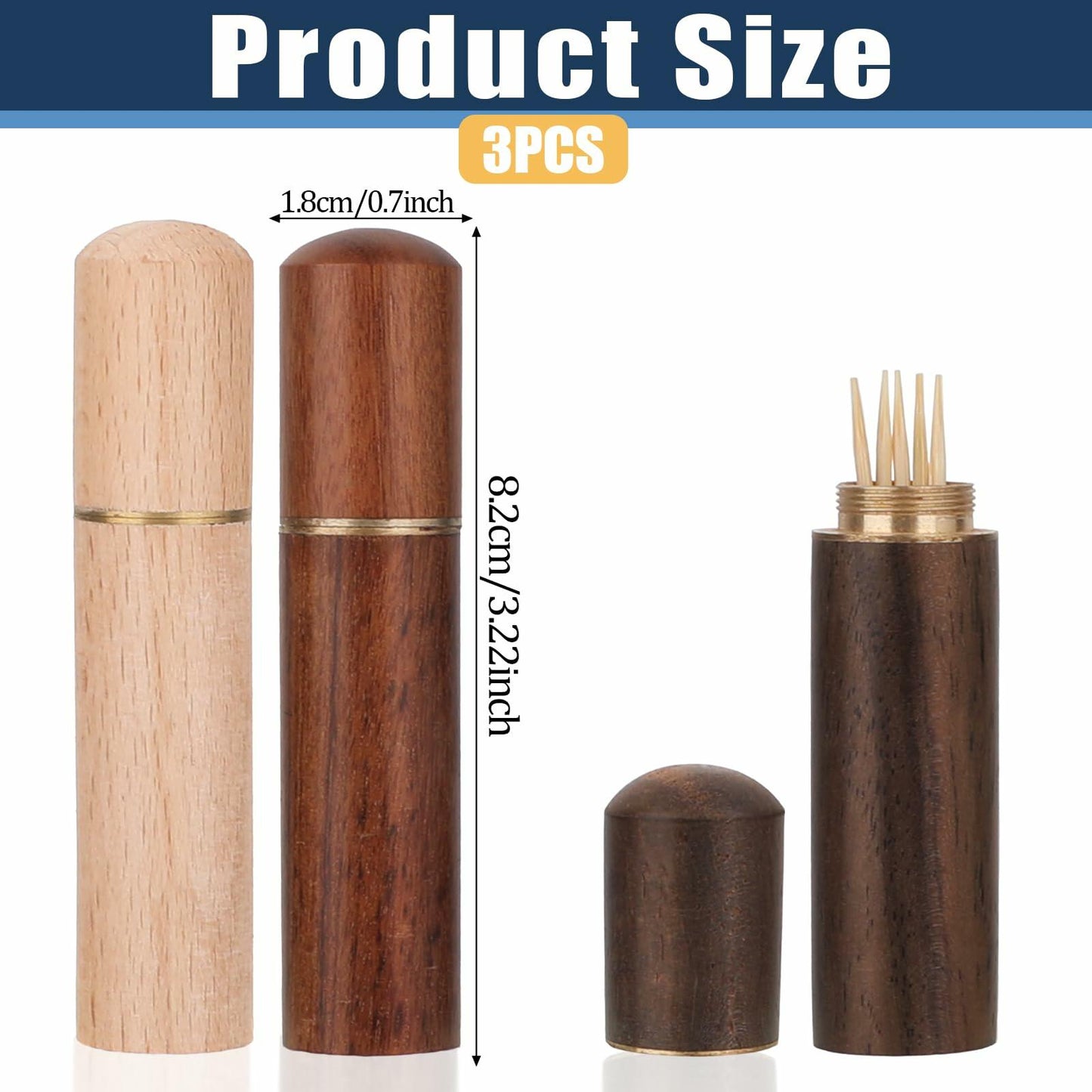 AHQiZFX 3pack Handmade Wood Toothpick Holder Portable Waterproof Mini Box