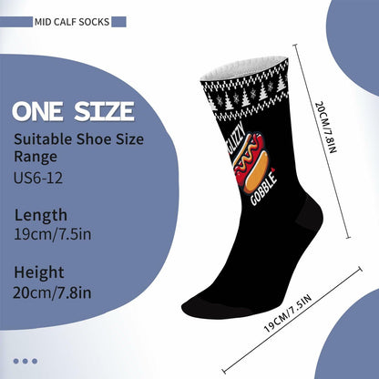 Generic Hot Dog Gobble Socks Unisex Half Calf White Polyester Print