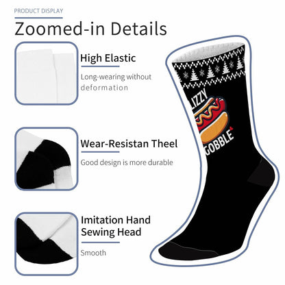Generic Hot Dog Gobble Socks Unisex Half Calf White Polyester Print