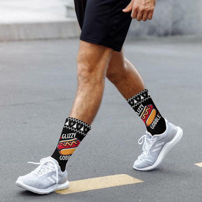 Generic Hot Dog Gobble Socks Unisex Half Calf White Polyester Print
