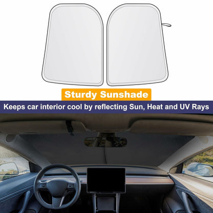 EcoNour Tesla Model 3/Y Windshield Sun Shade Foldable Silver UV Protection