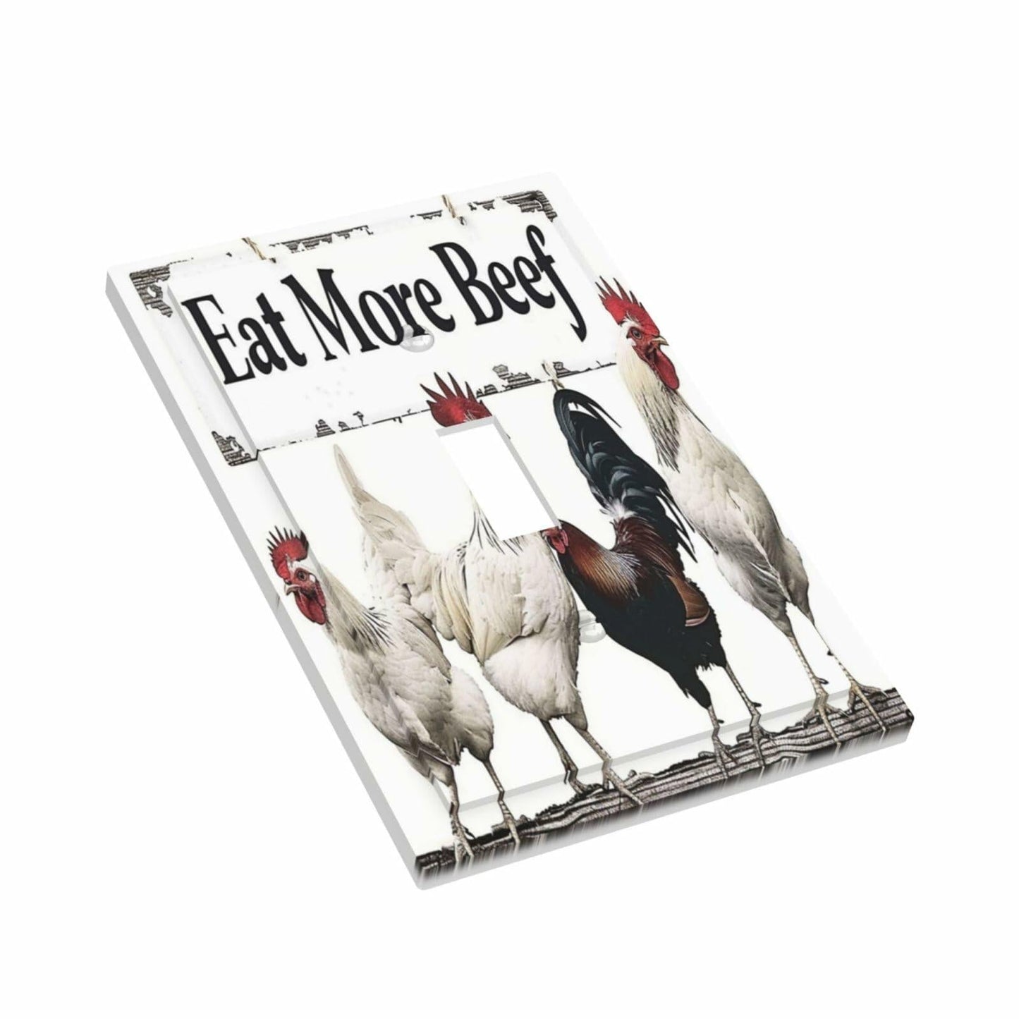 DWBGUO Rustic White Rooster 1 Gang Single Toggle Switch Plate Cover