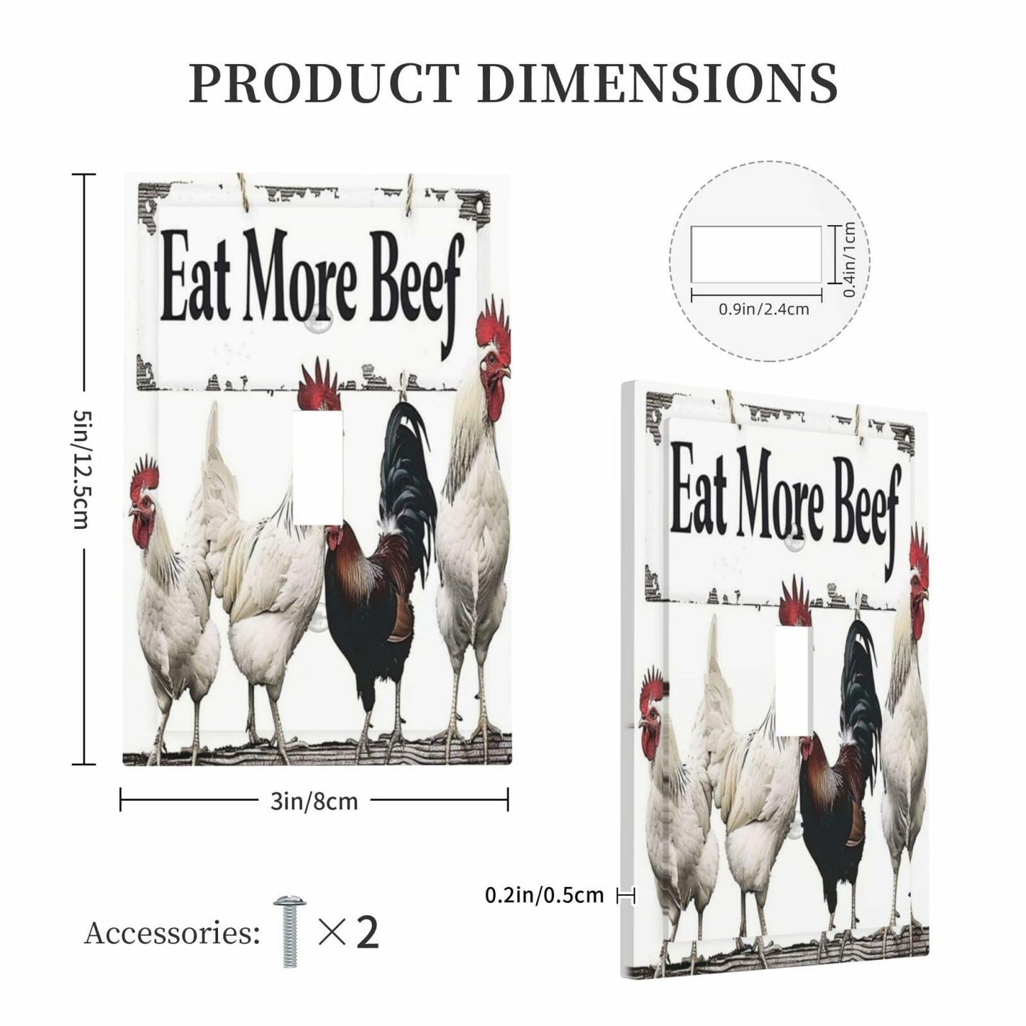 DWBGUO Rustic White Rooster 1 Gang Single Toggle Switch Plate Cover