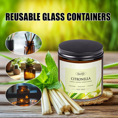 Auelife 12oz Citronella Candle 3 Wick Soy Wax Long Lasting Outdoor Indoor