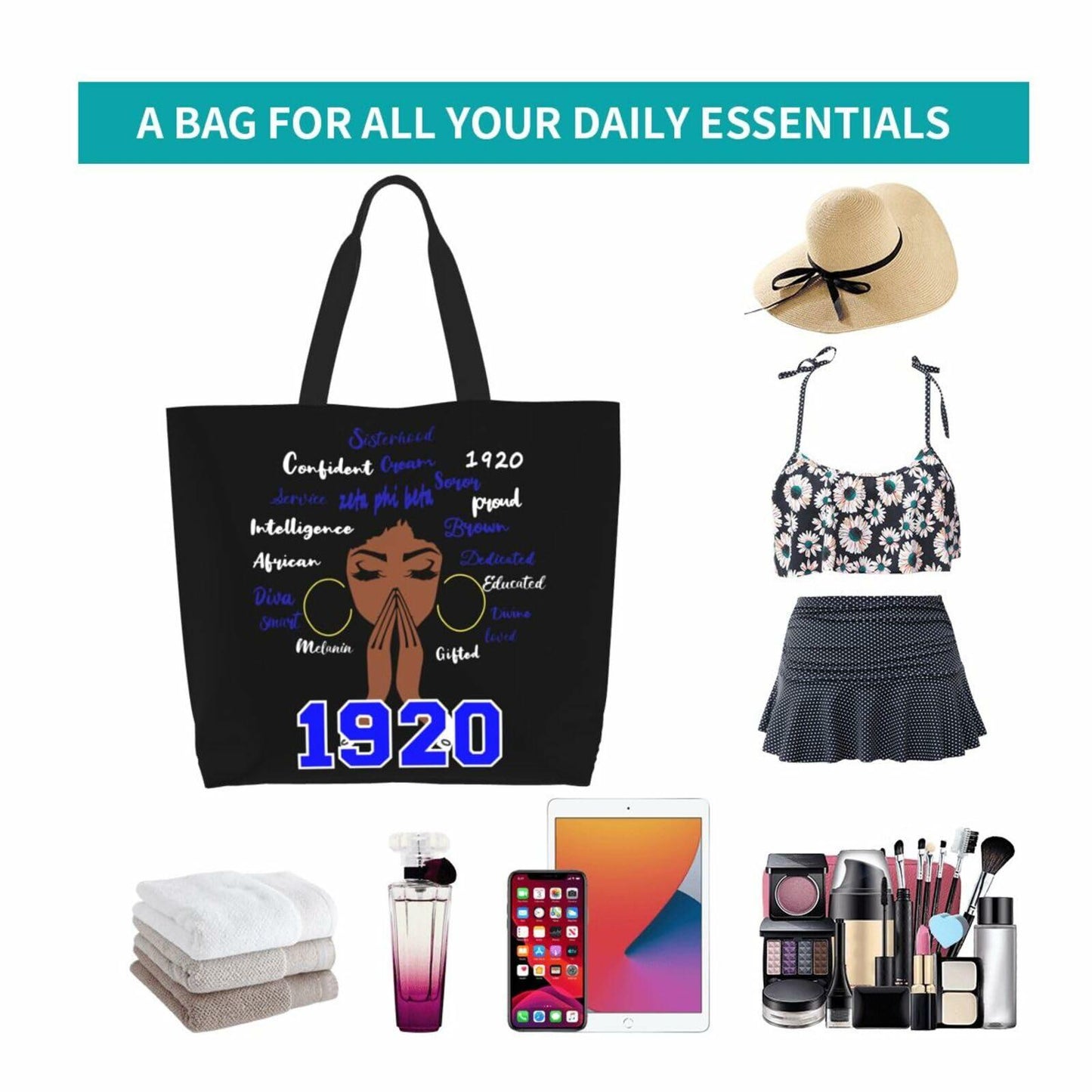 Generic Zeta 1920 Tote Bag Foldable Canvas Travel Shopping Storage Bag One Size