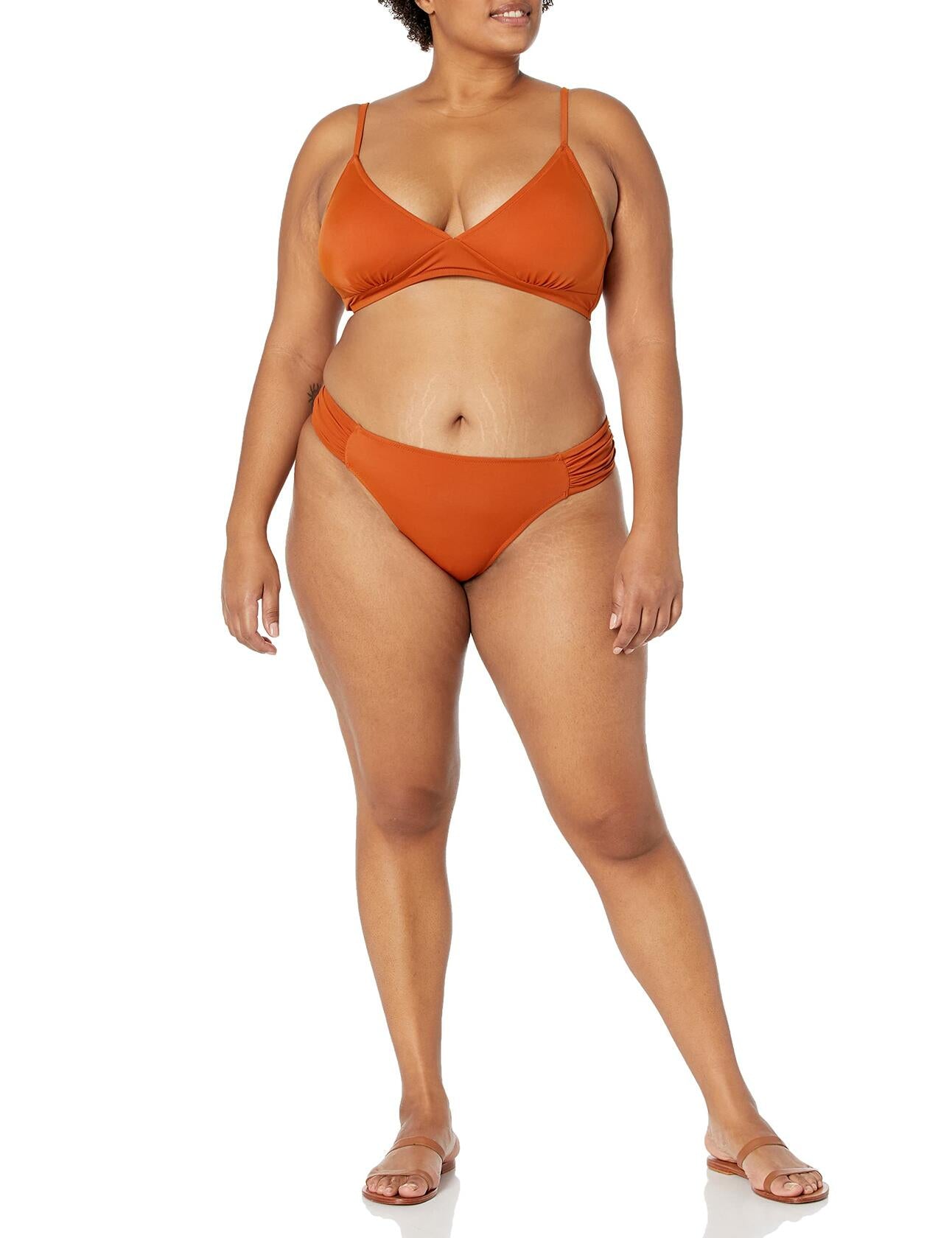Amazon Essentials Women's Classic Bikini Swimsuit Top Terracotta Size XX-Large