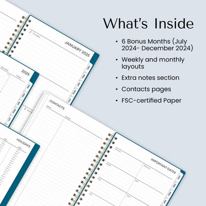 Blue Sky 2025 Weekly Monthly Planner 5x8 Wirebound Frosted Bakah Blue