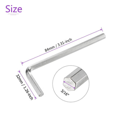DMiotech 3/16" Hex Key Wrench L Shaped CR-V 2 Pack Aluminum 84mm