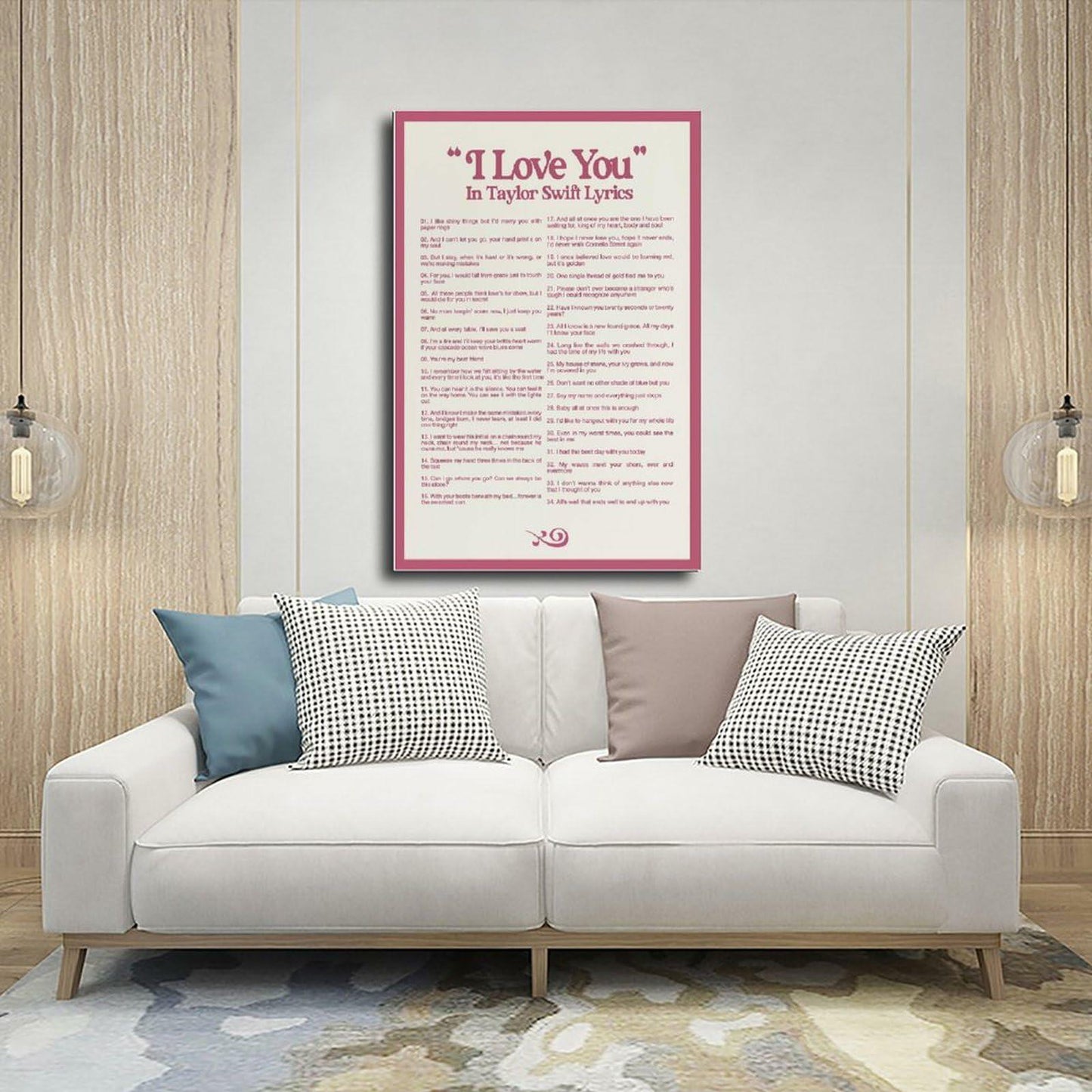 I LOVE YOU Lyrics Canvas Poster 12x18 Bedroom Wall Art Unframed Decor