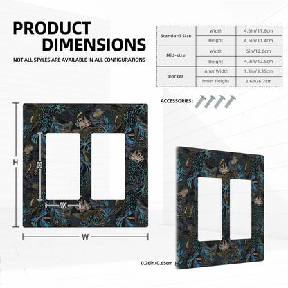 Thsanju Morris Tropical Leaf Double Rocker 2 Gang Switch Cover Dark Green Blue