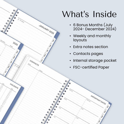 Blue Sky 2025 Weekly Monthly Planner Calendar 5x8 Flexible Cover Wirebound