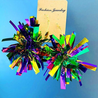 CHUU YUNG Colorful Mardi Gras Carnival Acrylic Tassel Dangle Earrings Style A