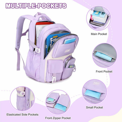 Scothen 4pcs Girls School Backpack Set Lunch Bag & Bottle Back to School