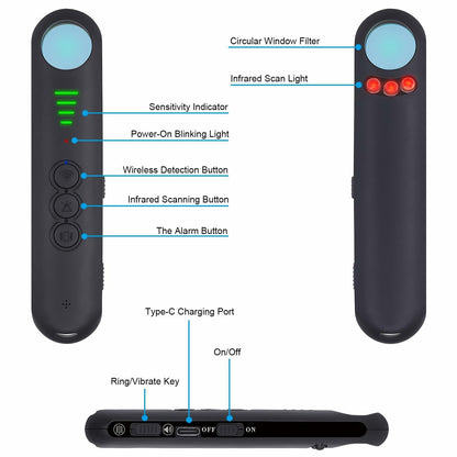 Amyway Portable Hidden Camera Detector Anti Spy GPS Bug Detector Travel